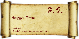 Hogya Irma névjegykártya